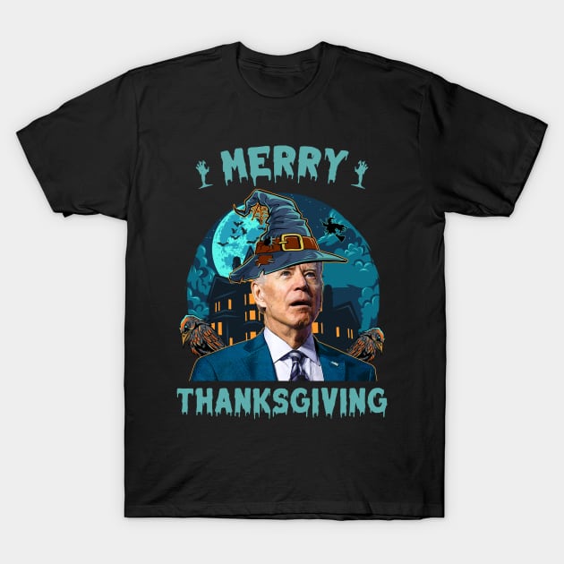 Funny Joe Biden Confused Merry Thanksgiving For Halloween T-Shirt by petemphasis